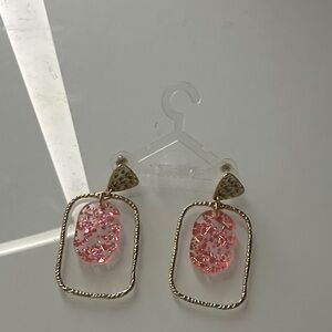 Elegant Pink and Gold Dangle Earrings